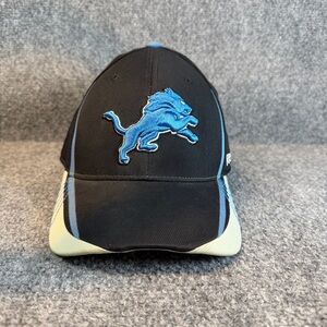 Detroit Lions Reebok NFL On Field Y2K Hat Black Blue Flex S M